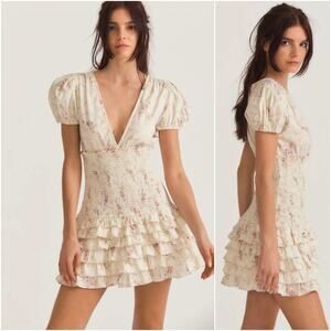 Love Shack Fancy Radia Dress Pink Parasail Floral Size Large